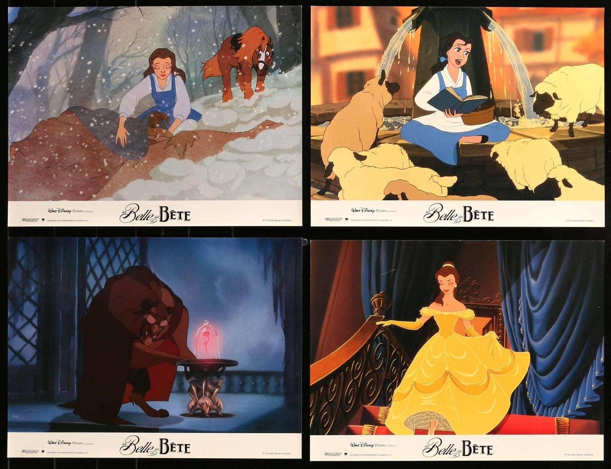 Beauty and the Beast (1991) Set of 12 French Lobby Cards - 12" x 16" original movie poster for sale at Original Film Art